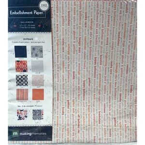 Making Memories Halloween‎ Embellishment Paper Pack 12x12 Orange Spooky 26pc Set